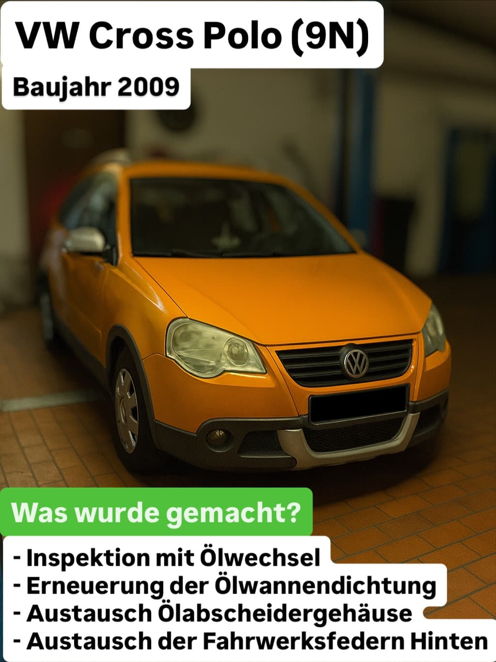 VW Cross Polo (9N) — Inspektion & Fahrwerk-Service